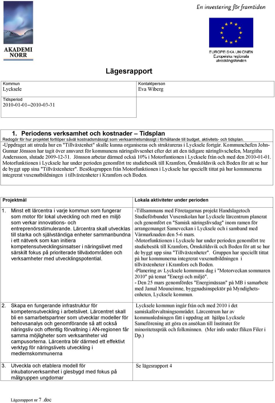 -Uppdraget att utreda hur en "Tillväxtenhet" skulle kunna organiseras och struktureras i Lycksele fortgår.