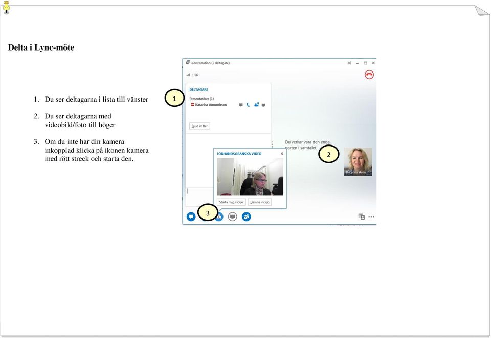 Du ser deltagarna med videobild/foto till höger 3.