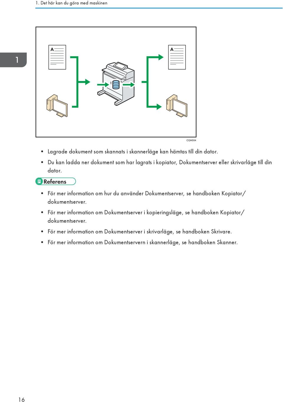 För mer information om hur du använder Dokumentserver, se handboken Kopiator/ dokumentserver.