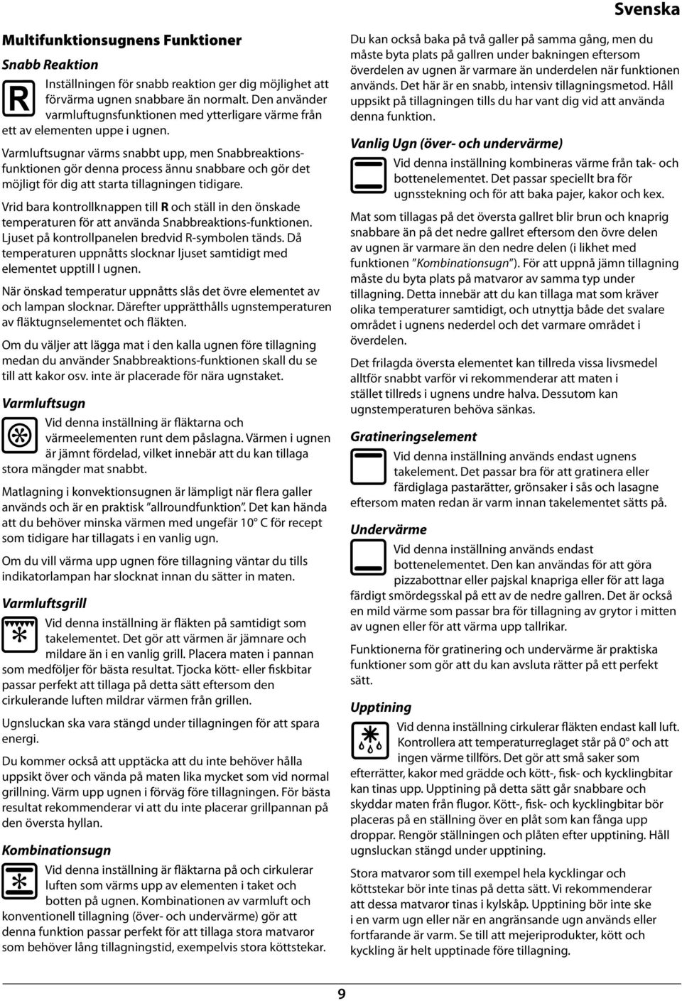 Varmluftsugar värms sat upp, me Sareaktiosfuktioe gör dea process äu saare och gör det möjligt för dig att starta tillagige tidigare.