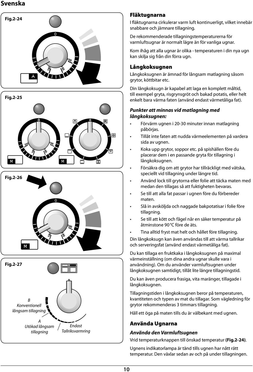 Lågkoksuge Lågkoksuge är ämad för lågsam matlagig såsom grytor, köttitar etc. Fig.2-25 Fig.2-26 Fig.