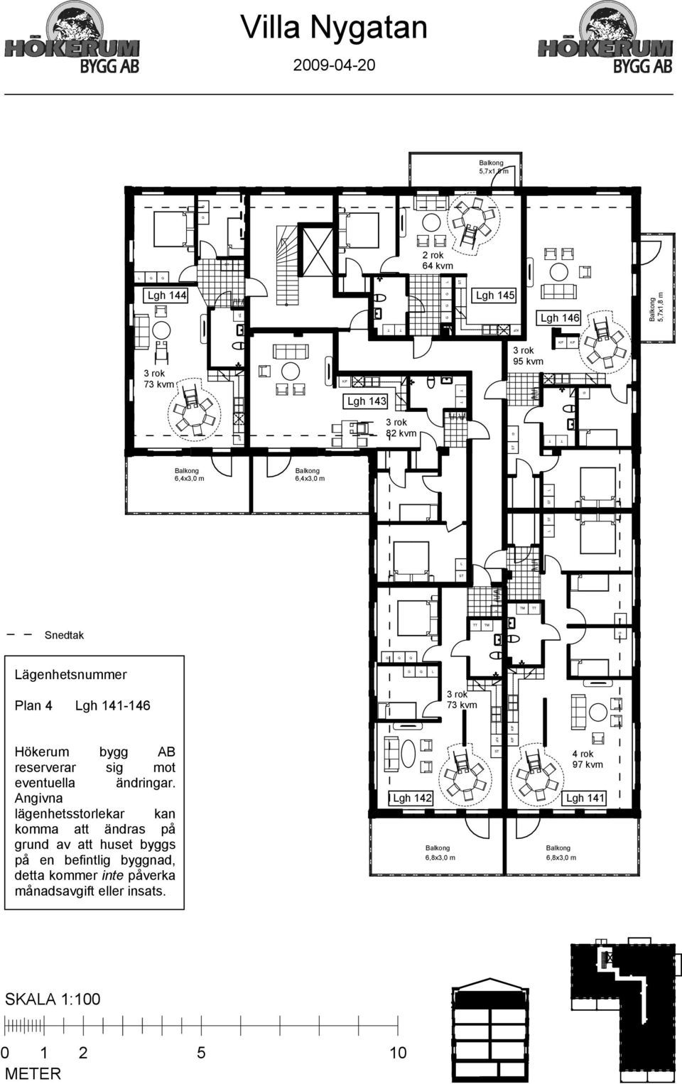 Snedtak M ägenhetsnummer Plan 4 gh 141-146 73 kvm gh