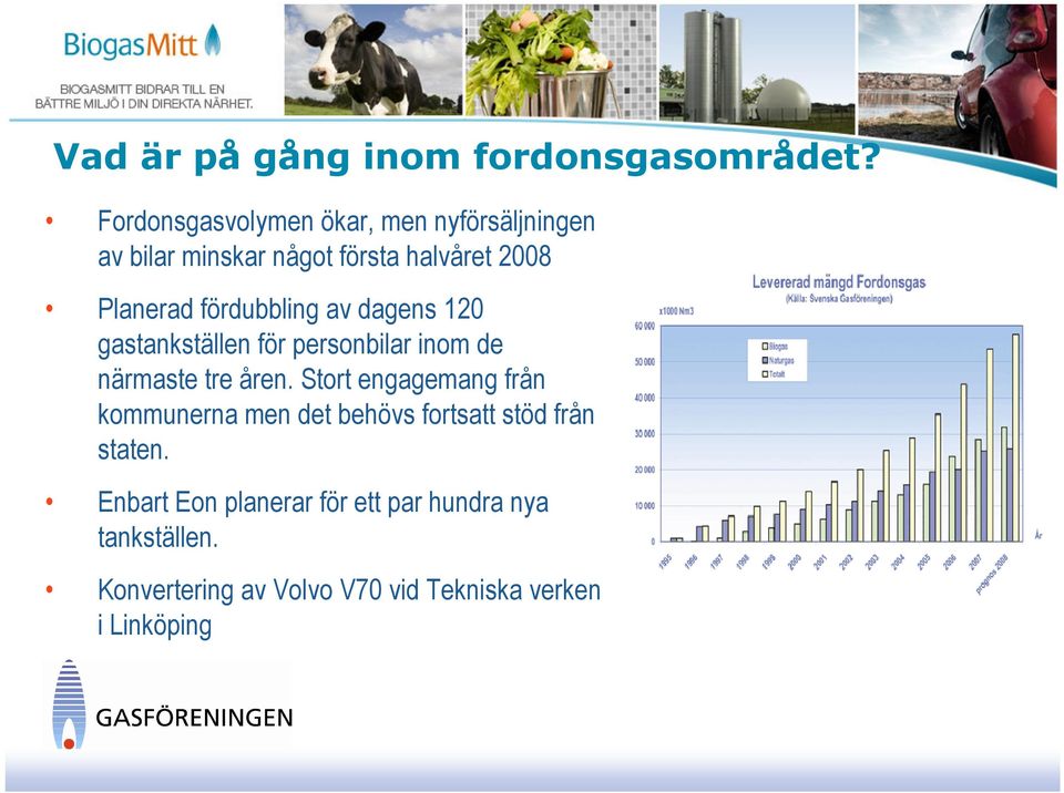 fördubbling av dagens 120 gastankställen för personbilar inom de närmaste tre åren.