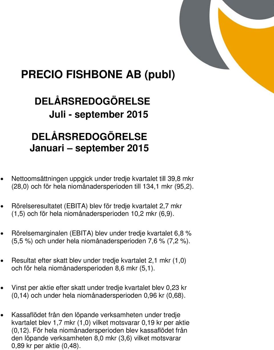 Rörelsemarginalen (EBITA) blev under tredje kvartalet 6,8 % (5,5 %) och under hela niomånadersperioden 7,6 % (7,2 %).