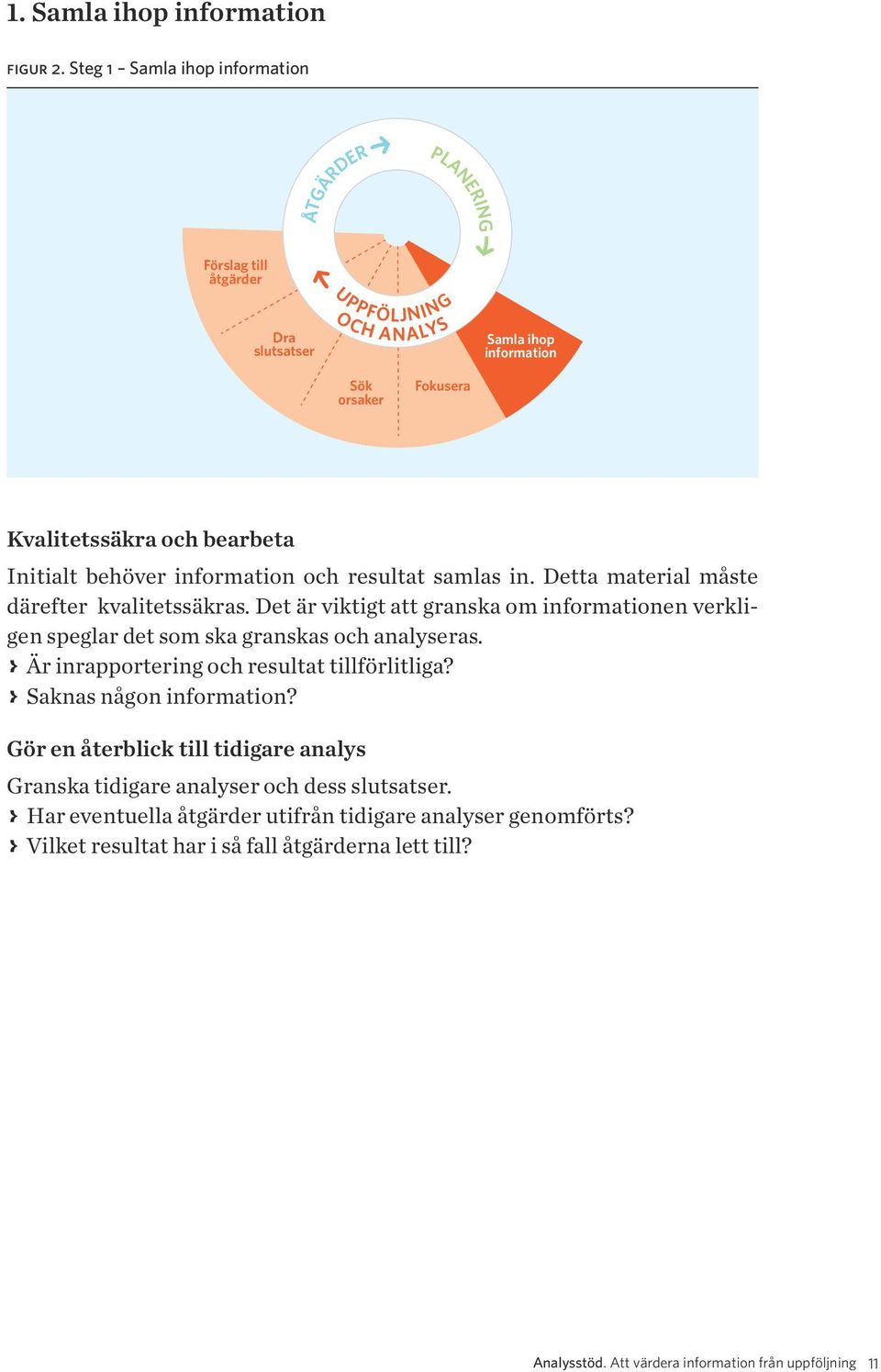 behöver information och resultat samlas in. Detta material måste därefter kvalitetssäkras. Det är viktigt att granska om informationen verkligen speglar det som ska granskas och analyseras.