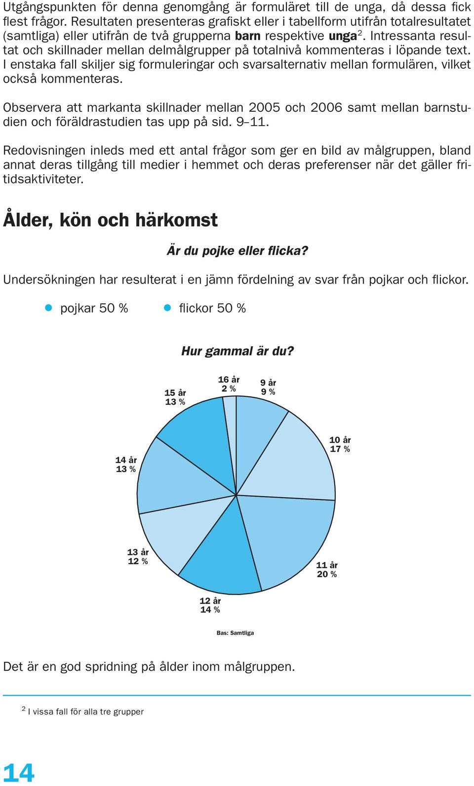 Intressanta resultat och skillnader mellan delmålgrupper på totalnivå kommenteras i löpande text.