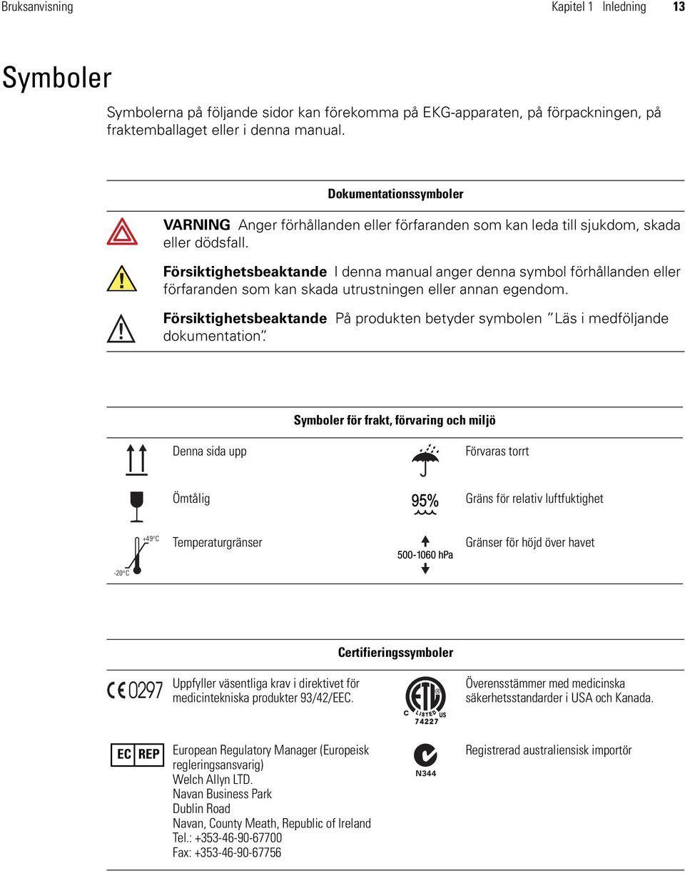 Försiktighetsbeaktande I denna manual anger denna symbol förhållanden eller förfaranden som kan skada utrustningen eller annan egendom.