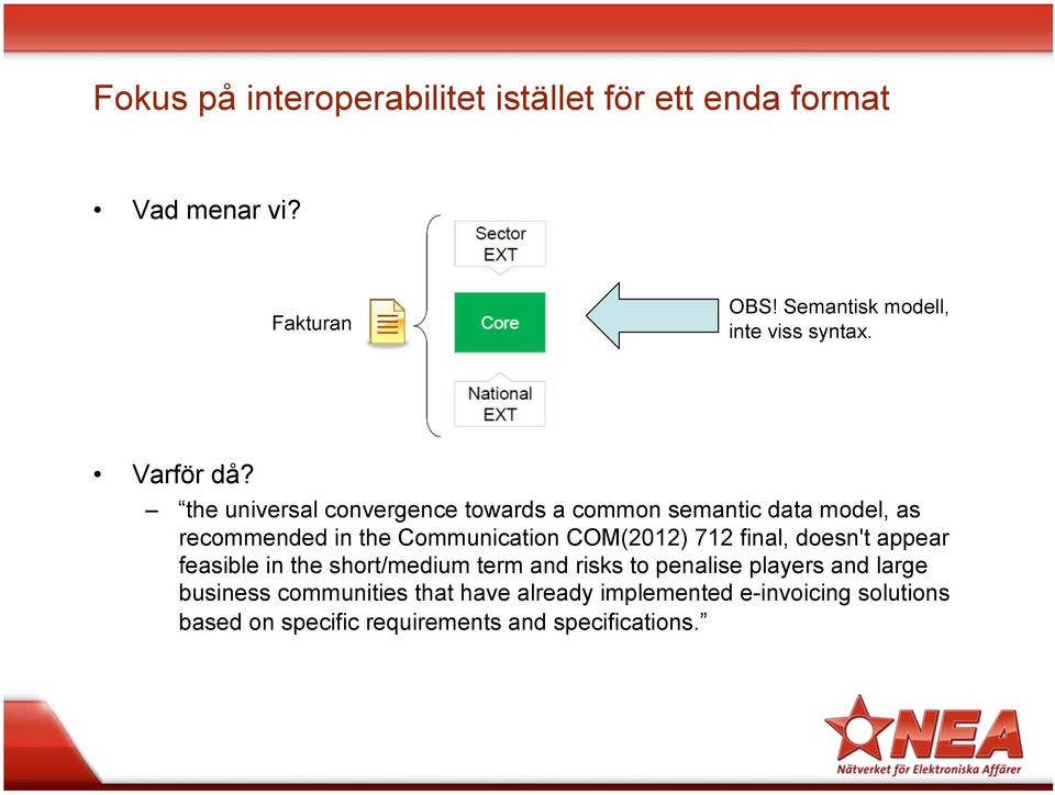 the universal convergence towards a common semantic data model, as recommended in the Communication COM(2012) 712