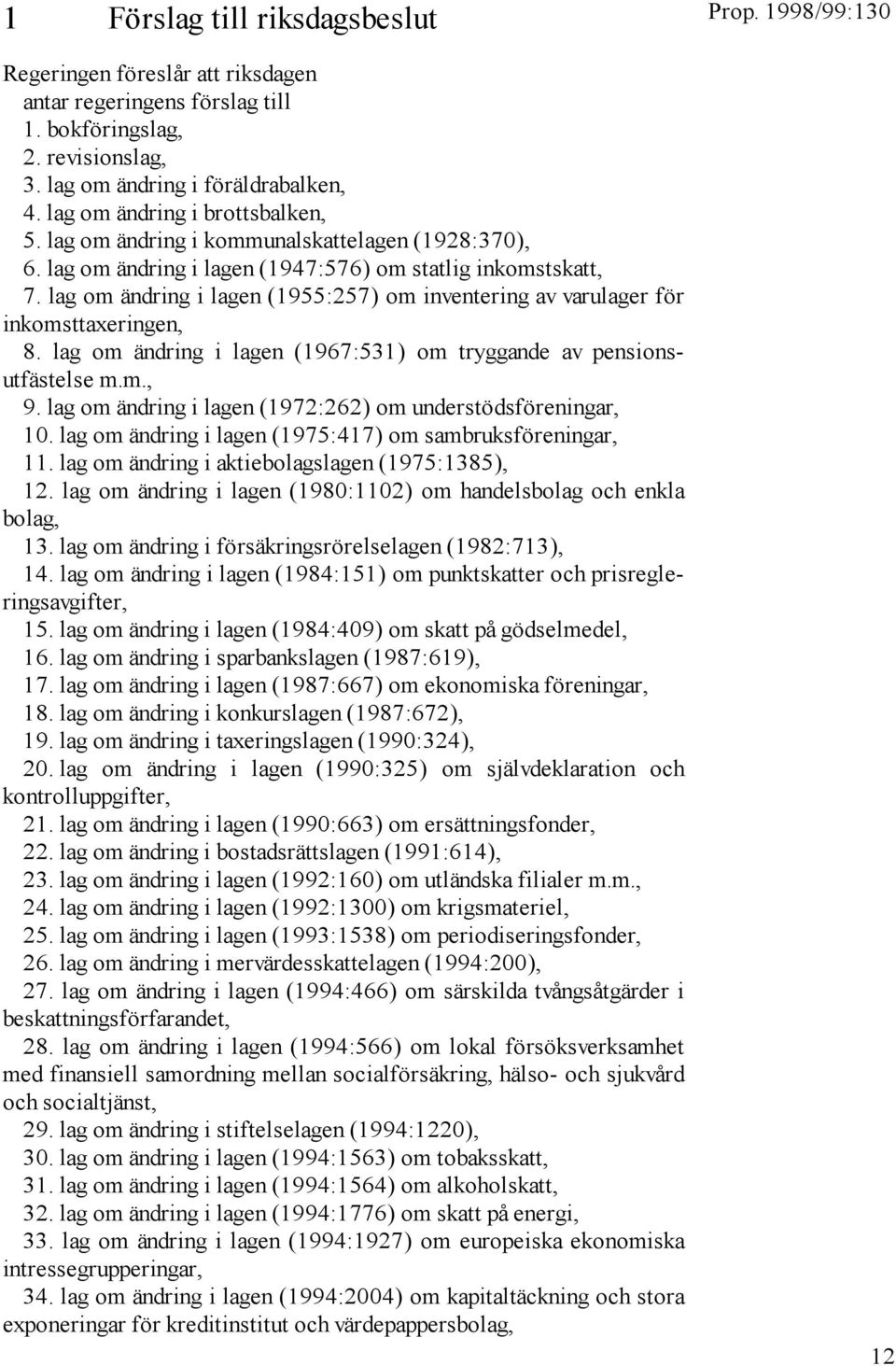 lag om ändring i lagen (1955:257) om inventering av varulager för inkomsttaxeringen, 8. lag om ändring i lagen (1967:531) om tryggande av pensionsutfästelse m.m., 9.