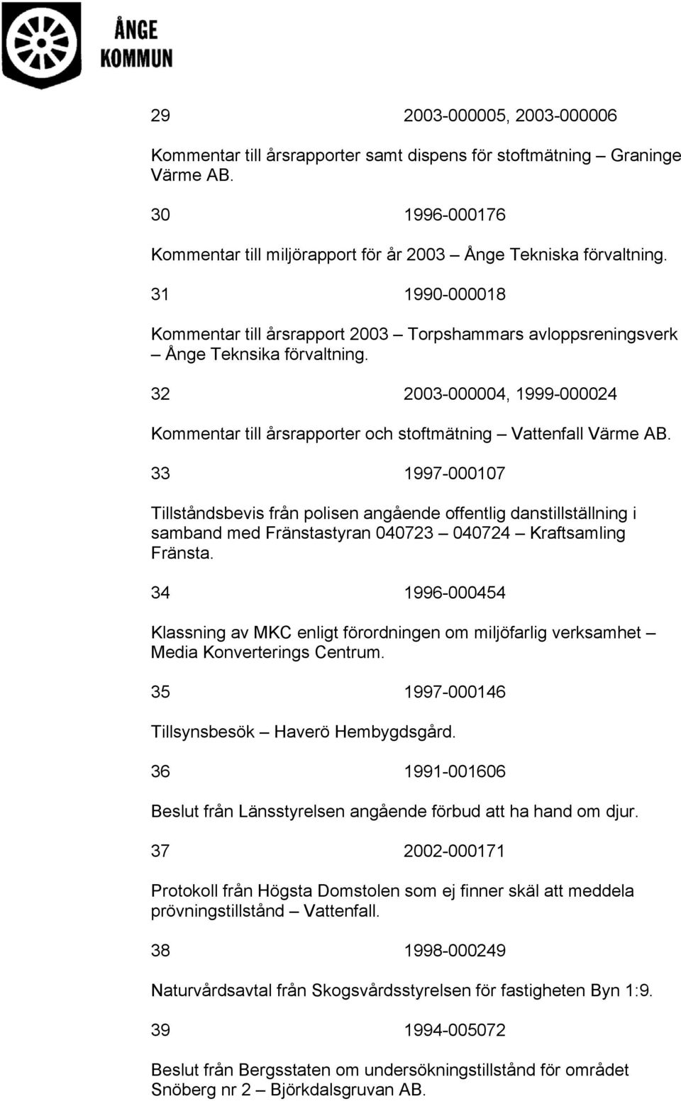 33 1997-000107 Tillståndsbevis från polisen angående offentlig danstillställning i samband med Fränstastyran 040723 040724 Kraftsamling Fränsta.