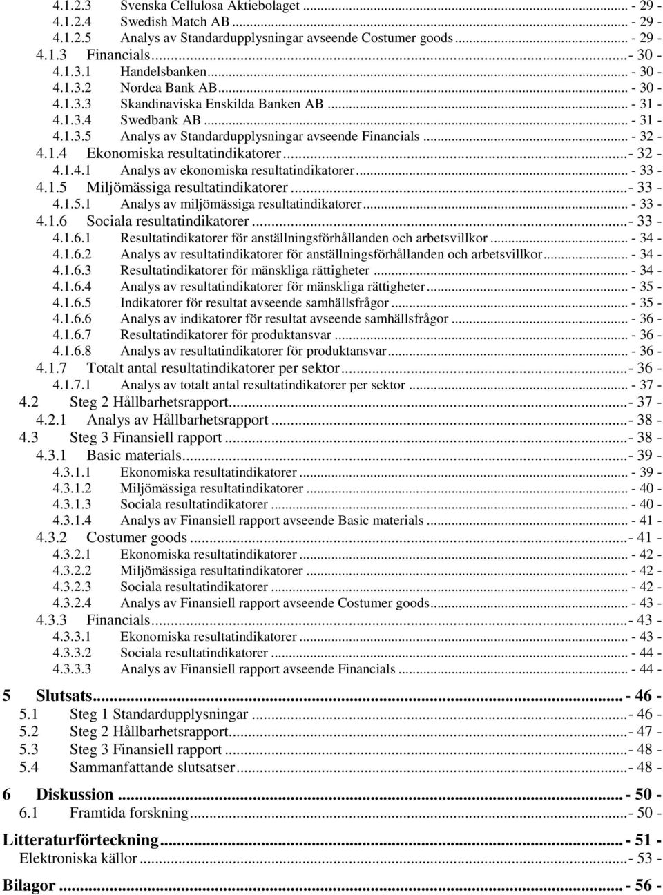 ..- 32-4.1.4.1 Analys av ekonomiska resultatindikatorer... - 33-4.1.5 Miljömässiga resultatindikatorer...- 33-4.1.5.1 Analys av miljömässiga resultatindikatorer... - 33-4.1.6 Sociala resultatindikatorer.