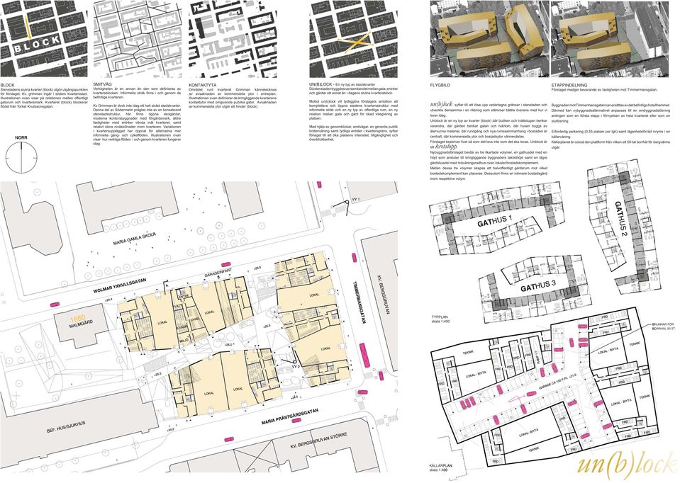 Kvarteret (block) blockerar Denna del av Södermalm präglas inte av en konsekvent moderna kontorsbyggnader med förgårdsmark, äldre fastigheter med entréer vända inåt kvarteret, samt i