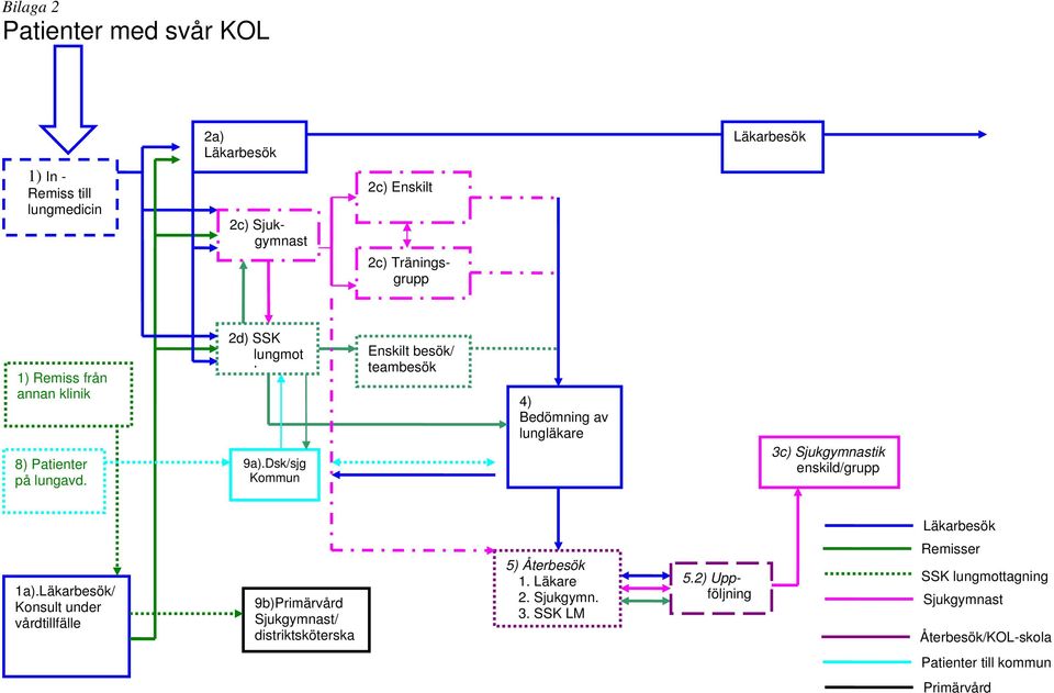 Dsk/sjg Kommun Enskilt besök/ teambesök 4) Bedömning av lungläkare 3c) Sjukgymnastik enskild/grupp Läkarbesök 1a).