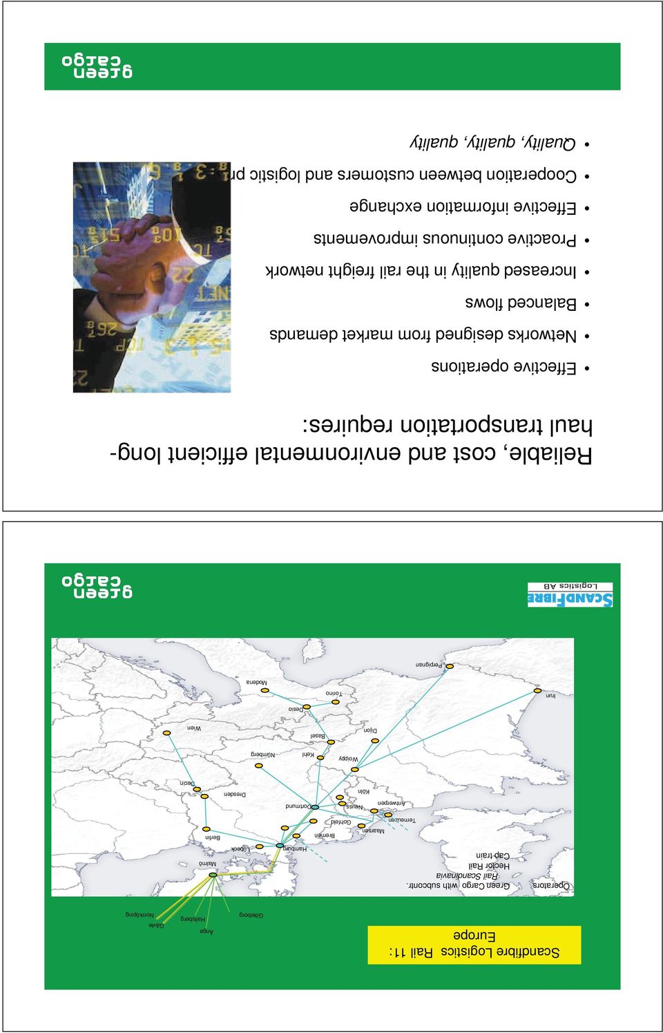 Wien Desio Irun Köln Torino Modena Perpignan Kehl Wien Reliable, cost and environmental efficient longhaul transportation requires: Effective operations Networks designed