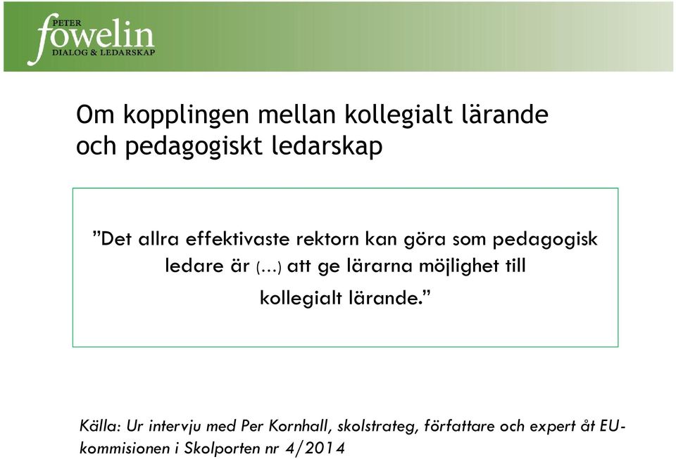lärarna möjlighet till kollegialt lärande.