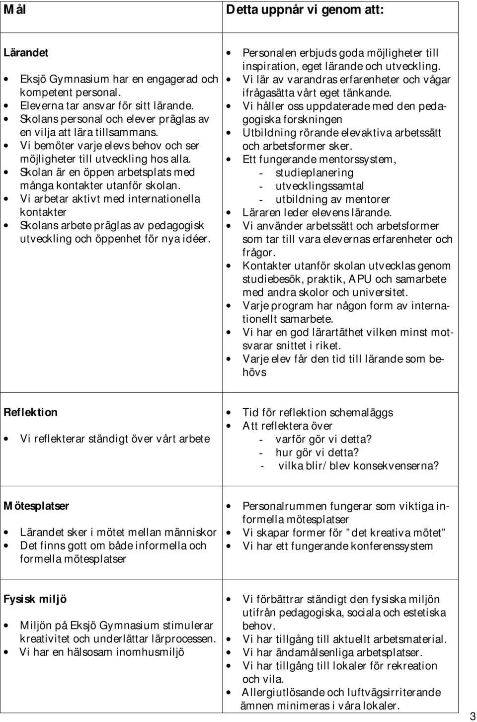 Skolan är en öppen arbetsplats med många kontakter utanför skolan. Vi arbetar aktivt med internationella kontakter Skolans arbete präglas av pedagogisk utveckling och öppenhet för nya idéer.