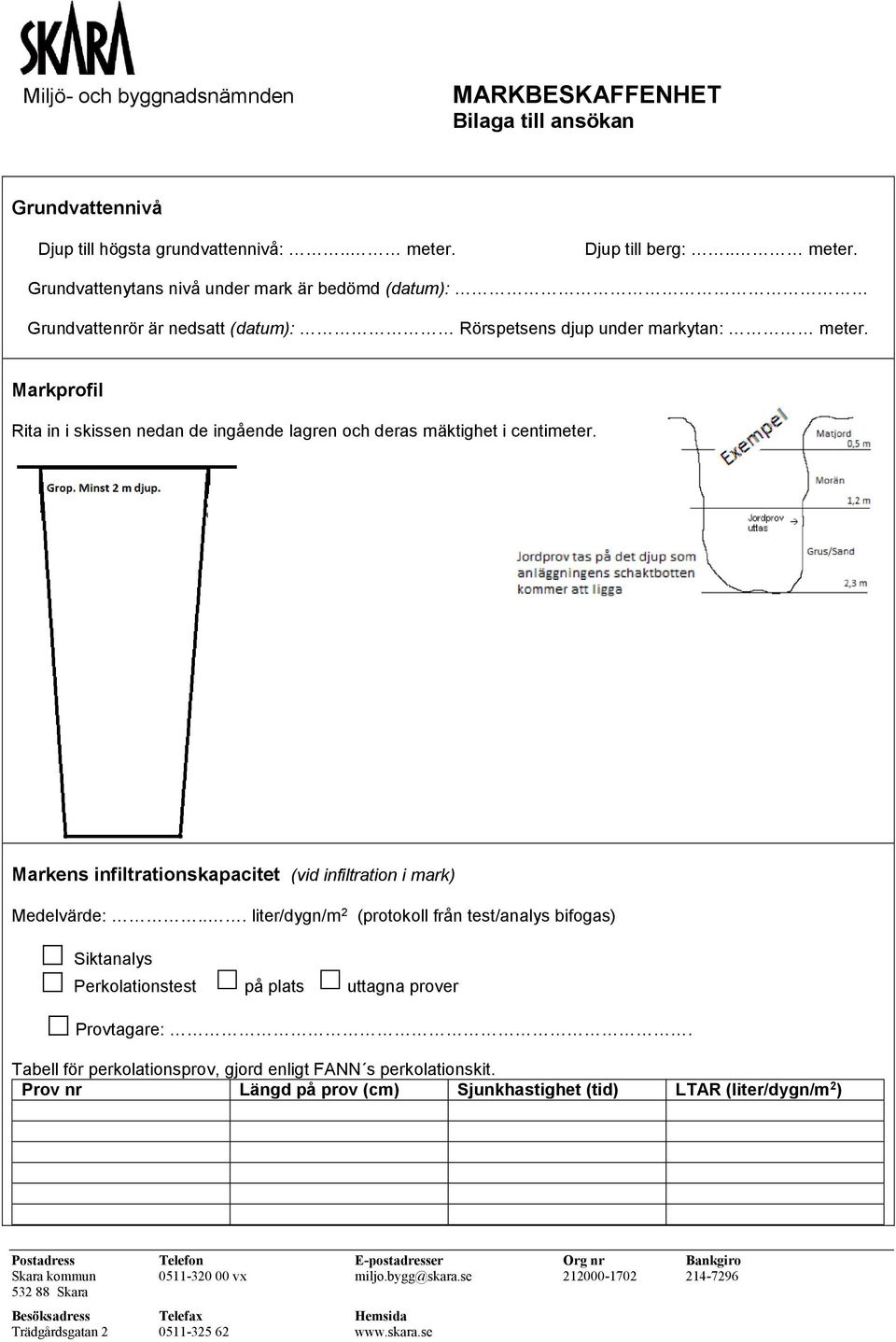 Markprofil Rita in i skissen nedan de ingående lagren och deras mäktighet i centimeter. Markens infiltrationskapacitet (vid infiltration i mark) Medelvärde:.