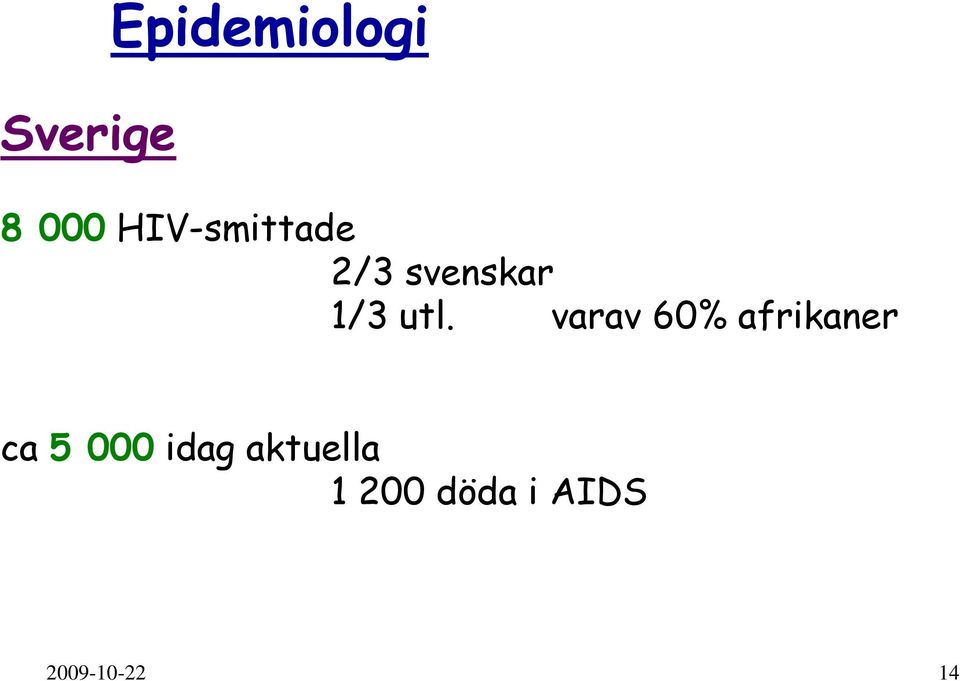 varav 60% afrikaner ca 5 000 idag