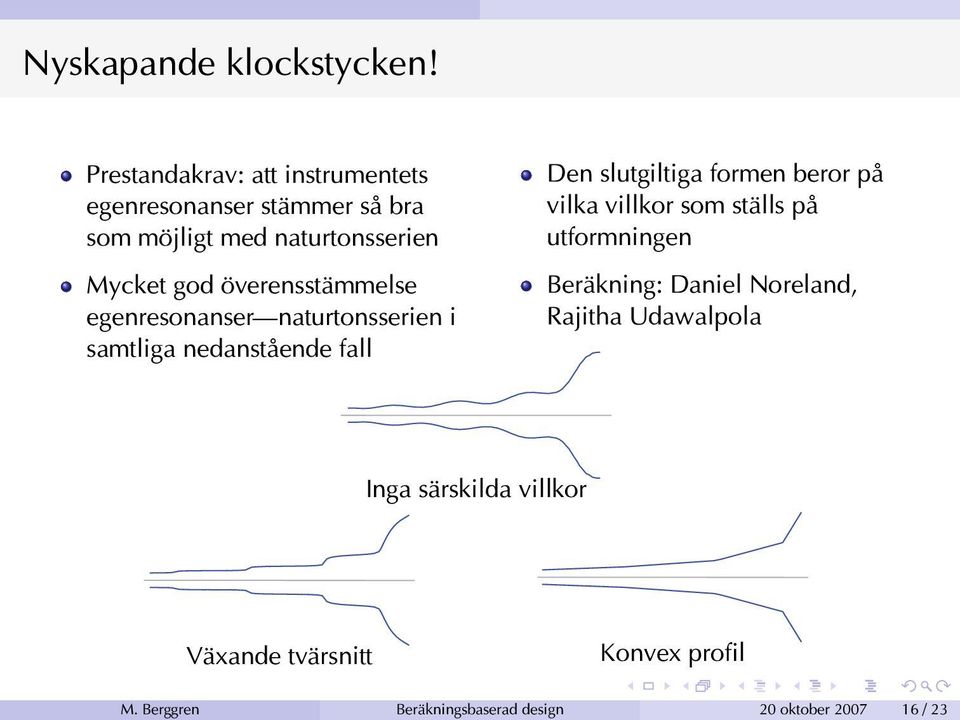 överensstämmelse egenresonanser naturtonsserien i samtliga nedanstående fall Den slutgiltiga formen beror på