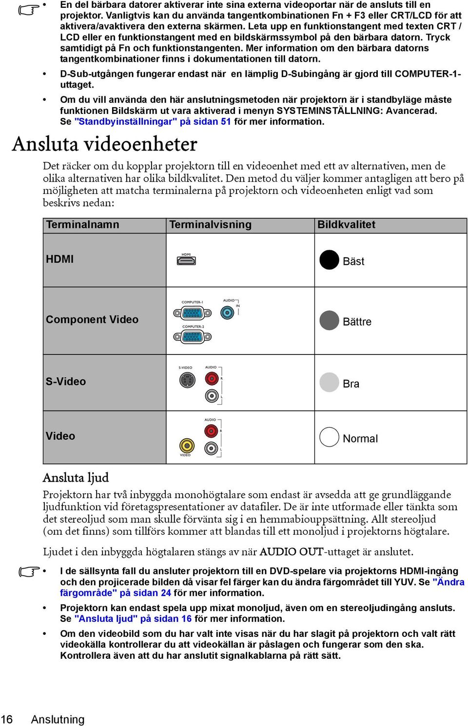 Leta upp en funktionstangent med texten CRT / LCD eller en funktionstangent med en bildskärmssymbol på den bärbara datorn. Tryck samtidigt på Fn och funktionstangenten.