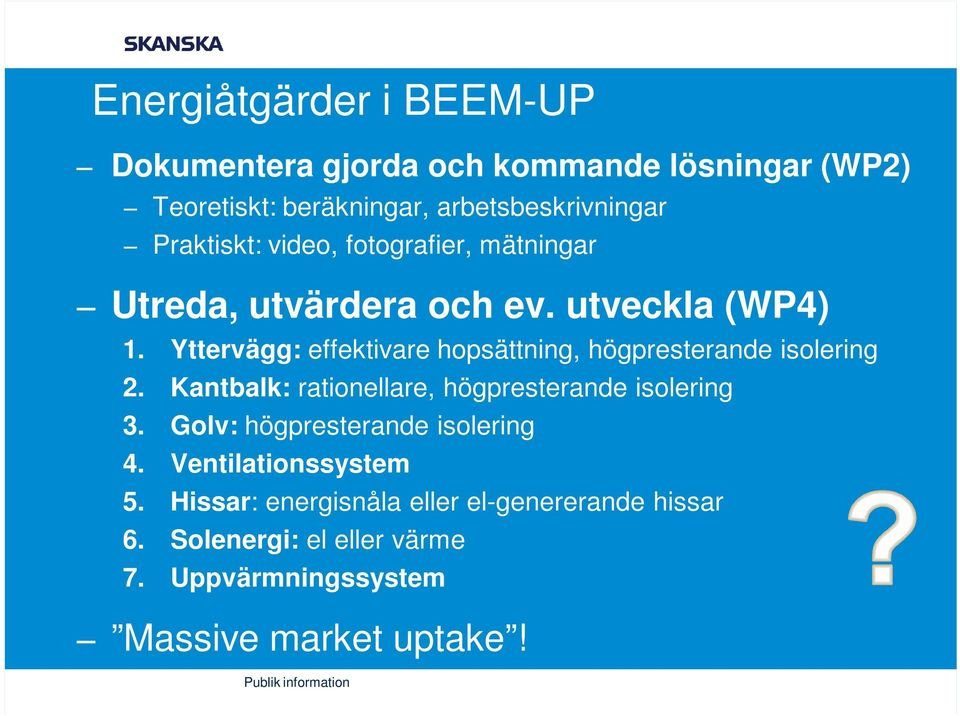 Yttervägg: effektivare hopsättning, högpresterande isolering 2. Kantbalk: rationellare, högpresterande isolering 3.