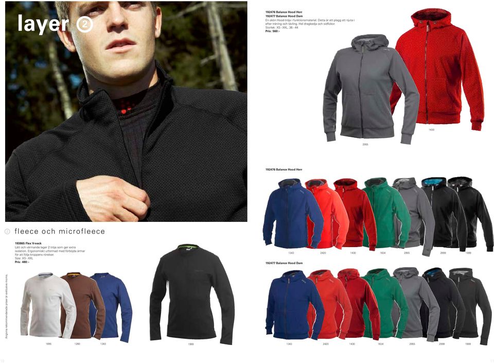 , 36 44 Pris: 560:- 1430 2955 192476 Balance Hood Herr 2 fleece och microfleece 193865 Flex V-neck Lätt och värmande lager 2 tröja som ger extra