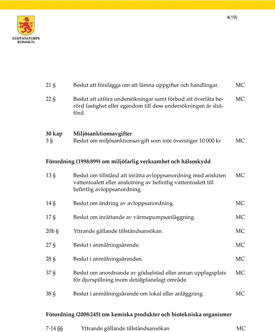 avloppsanordning med ansluten vattentoalett eller anslutning av befintlig vattentoalett till befintlig avloppsanordning. 14 Beslut om ändring av avloppsanordning.