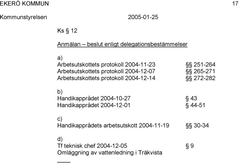 272-282 b) Handikapprådet 2004-10-27 43 Handikapprådet 2004-12-01 44-51 c) Handikapprådets