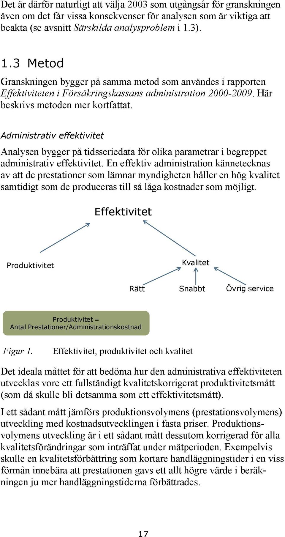 Administrativ effektivitet Analysen bygger på tidsseriedata för olika parametrar i begreppet administrativ effektivitet.