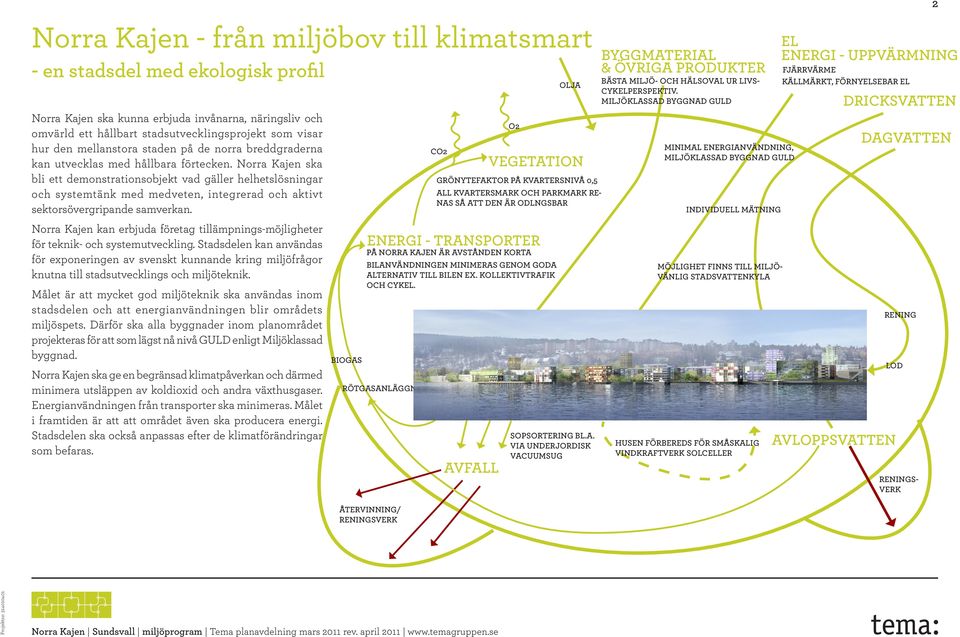 Norra Kajen ska bli ett demonstrationsobjekt vad gäller helhetslösningar och systemtänk med medveten, integrerad och aktivt sektorsövergripande samverkan.