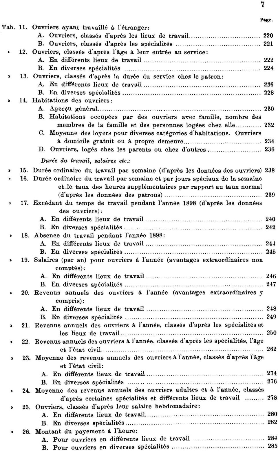 En différents lieux de travail 226 B. En diverses spécialités 228» 14. Habitations des ouvriers : A. Aperçu général 230 B.