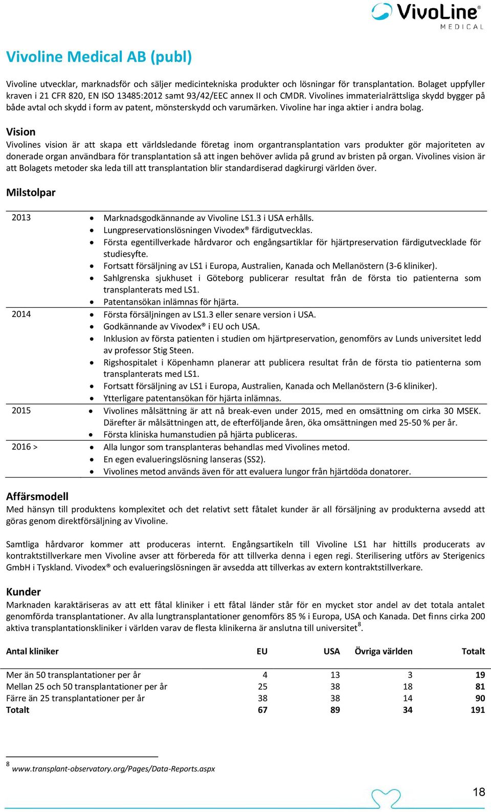 Vivolines immaterialrättsliga skydd bygger på både avtal och skydd i form av patent, mönsterskydd och varumärken. Vivoline har inga aktier i andra bolag.