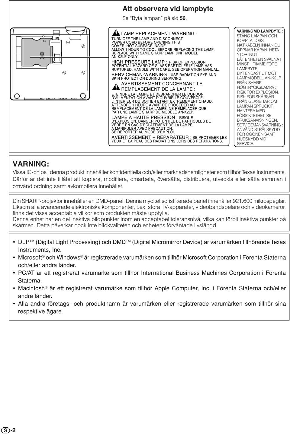 HANDLE WITH CARE. SEE OPERATION MANUAL. SERVICEMAN-WARNING : USE RADIATION EYE AND SKIN PROTECTION DURING SERVICING.