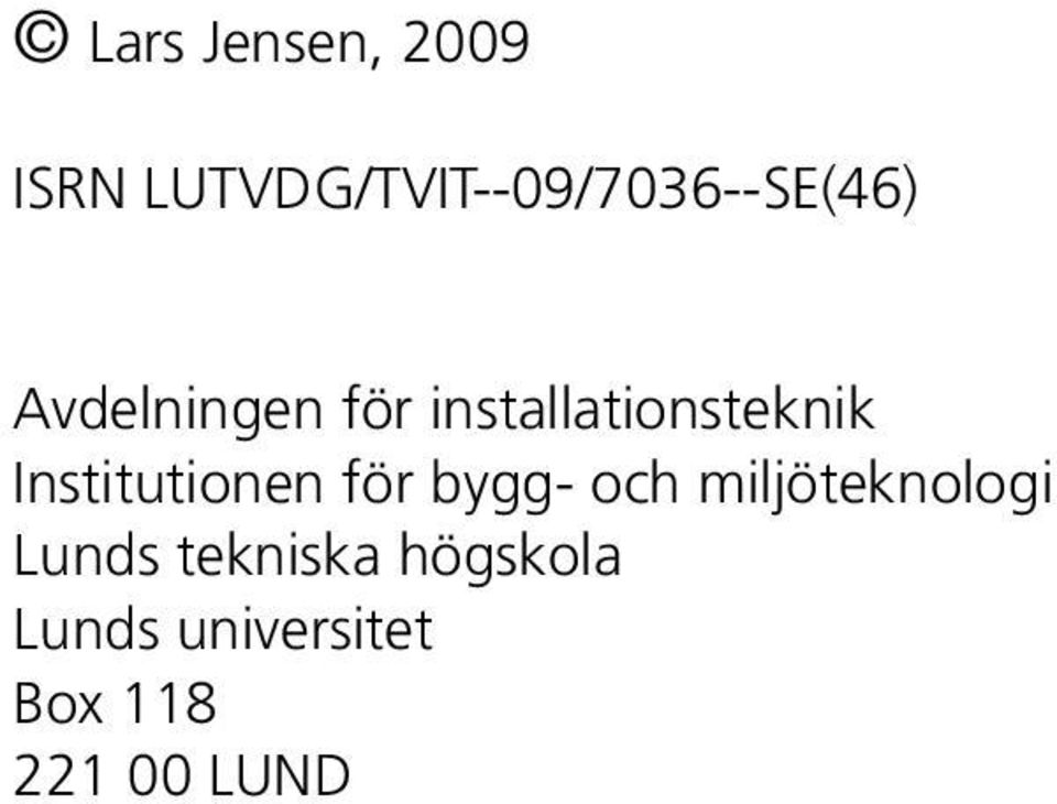 installationsteknik Institutionen för bygg- och