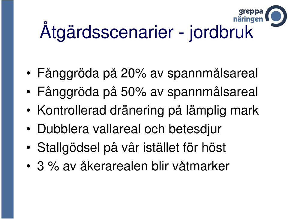 Kontrollerad dränering på lämplig mark Dubblera vallareal