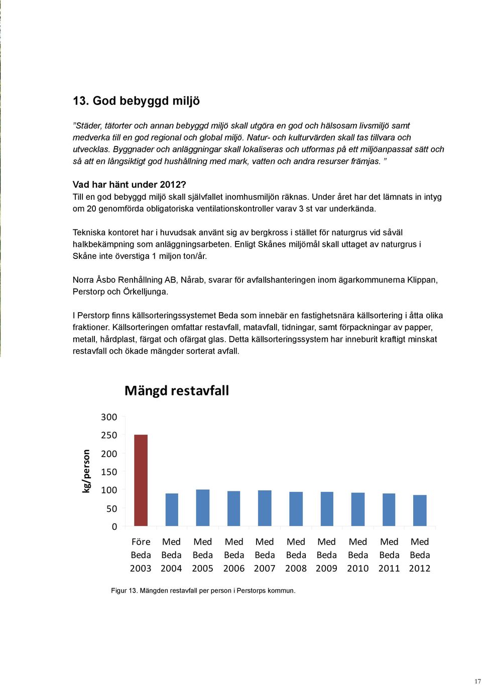 Byggnader och anläggningar skall lokaliseras och utformas på ett miljöanpassat sätt och så att en långsiktigt god hushållning med mark, vatten och andra resurser främjas. Vad har hänt under 212?