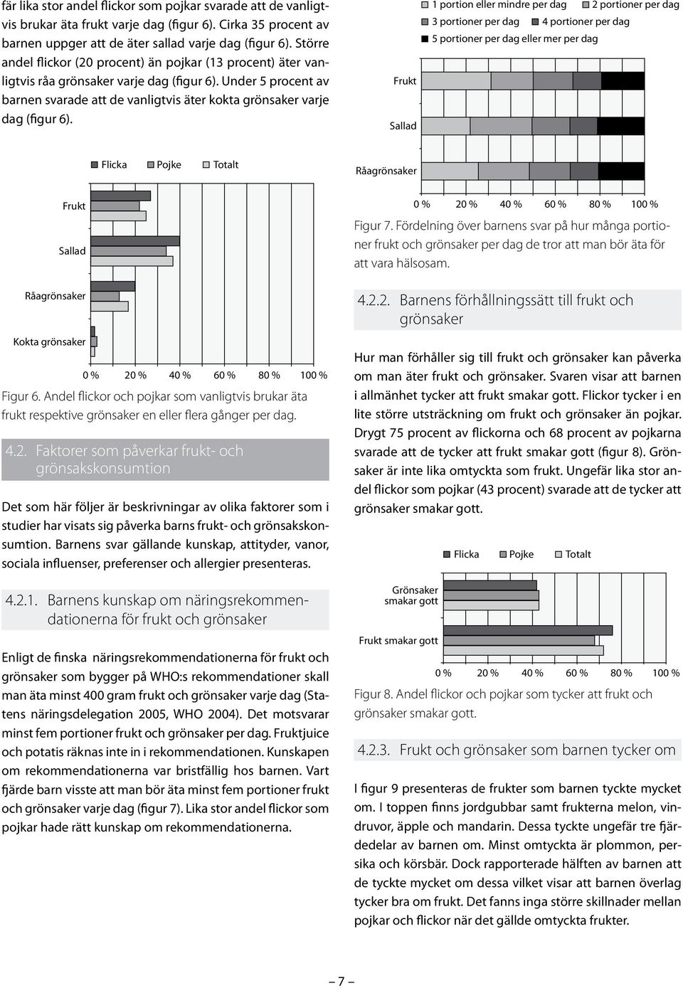 Under 5 procent av barnen svarade att de vanligtvis äter kokta grönsaker varje dag (figur 6).