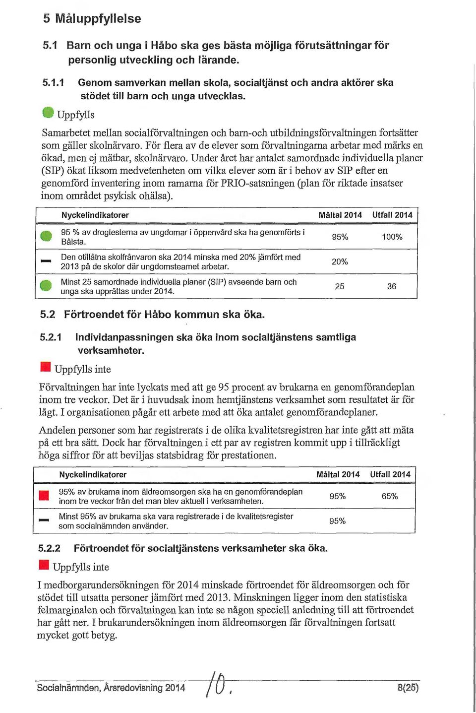 För flera av de elever som förvaltningarna arbetar med märles en ökad, men ej mätbar, skolnärvaro.