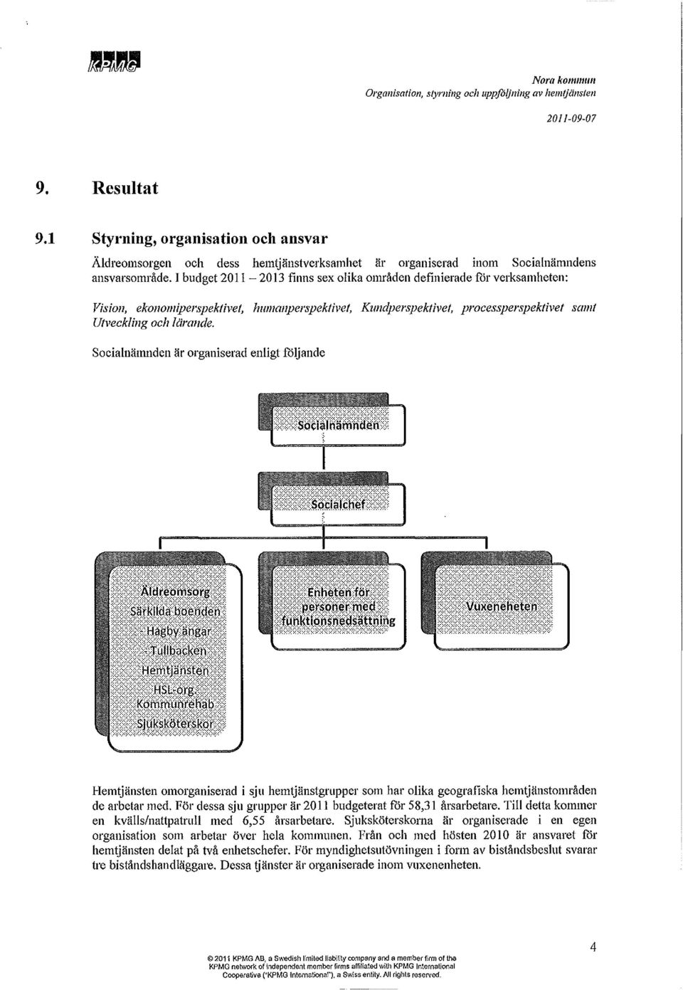 I budget 2011-2013 finns sex olika områden definierade f6r verksamheten: Vision, ekonomiperspektivet, humanperspektivet, Kundperspektivet, processperspektivet samt Utveckling och lärande.