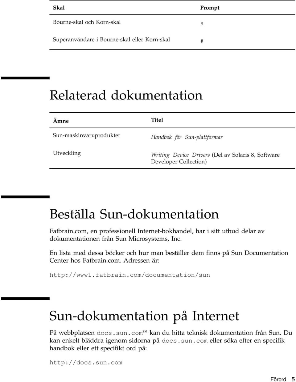 com, en professionell Internet-bokhandel, har i sitt utbud delar av dokumentationen från Sun Microsystems, Inc.