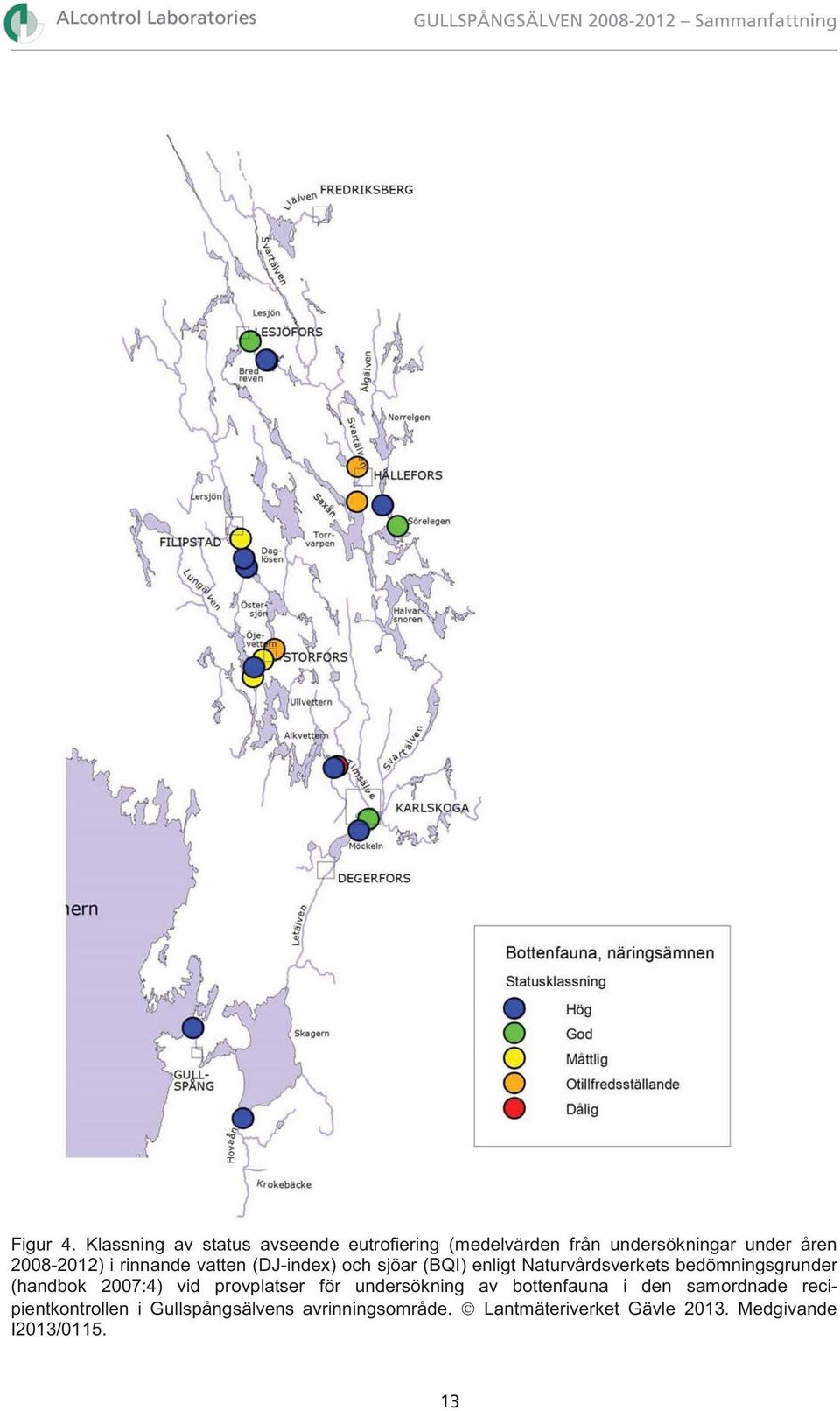 vatten (DJ-index) och sjöar (BQI) enligt Naturvårdsverkets bedömningsgrunder (handbok 27:4) vid