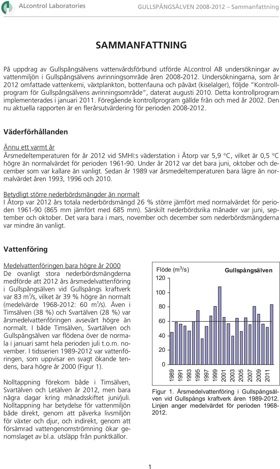 Detta kontrollprogram implementerades i januari 211. Föregående kontrollprogram gällde från och med år 22. Den nu aktuella rapporten är en flerårsutvärdering för perioden 28-212.