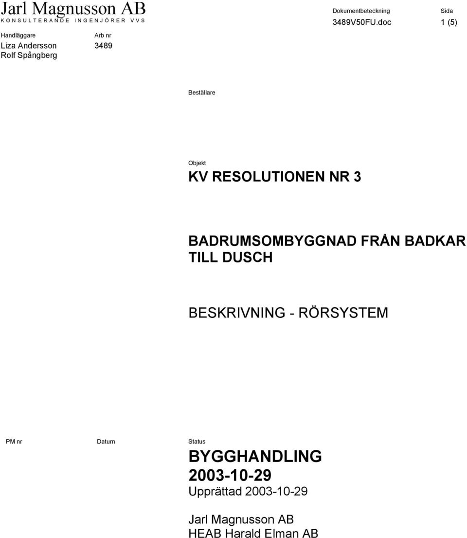 NR 3 BADRUMSOMBYGGNAD FRÅN BADKAR TILL DUSCH BESKRIVNING -