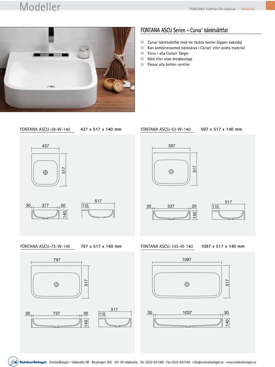 FONTANA ASCU-38-W-1 437 x 517 x 1 mm FONTANA ASCU-53-W-1 597 x 517 x 1 mm 437 597 30 377 30 1 FONTANA ASCU-73-W-1