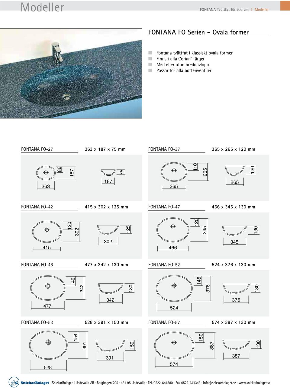 302 x 125 mm FONTANA FO-47 466 x 345 x mm 302 120 125 345 120 415 302 466 345 FONTANA FO 48 477 x 342 x mm FONTANA FO-52 524 x