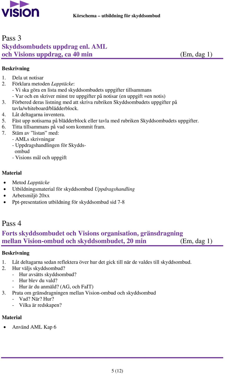 Förbered deras listning med att skriva rubriken Skyddsombudets uppgifter på tavla/whiteboard/blädderblock. 4. Låt deltagarna inventera. 5.