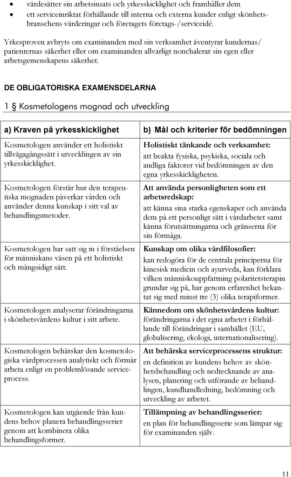 Yrkesproven avbryts om examinanden med sin verksamhet äventyrar kundernas/ patienternas säkerhet eller om examinanden allvarligt nonchalerar sin egen eller arbetsgemenskapens säkerhet.