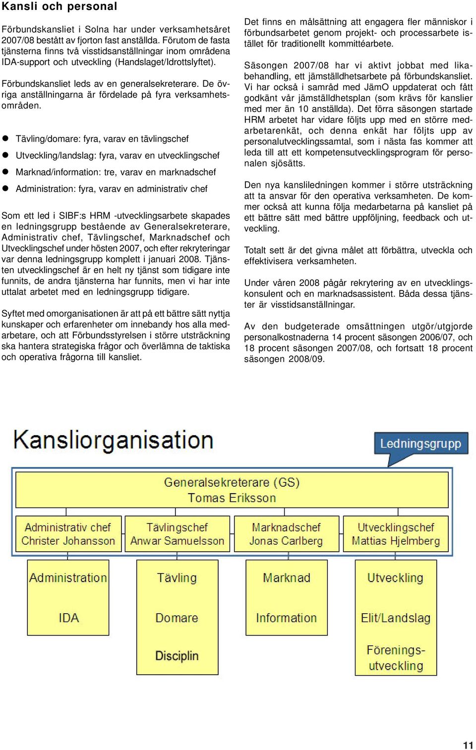 De övriga anställningarna är fördelade på fyra verksamhetsområden.