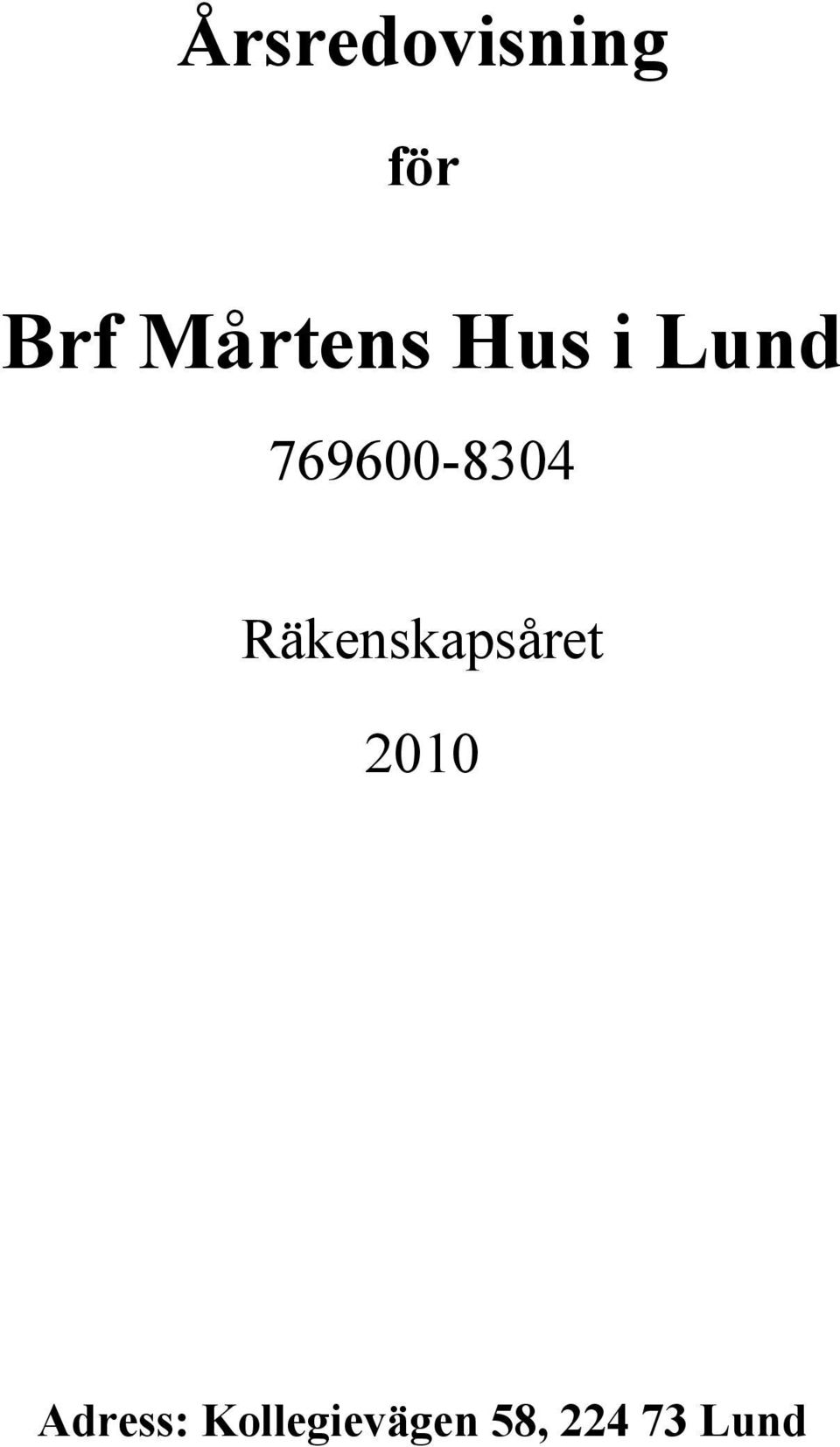 Räkenskapsåret 2010