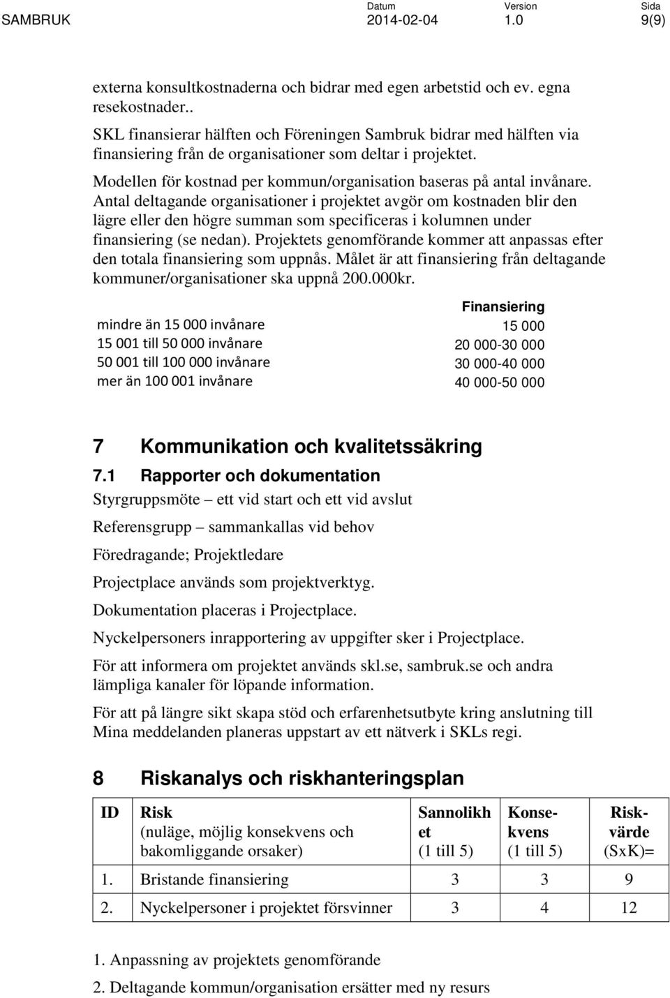 Modellen för kostnad per kommun/organisation baseras på antal invånare.